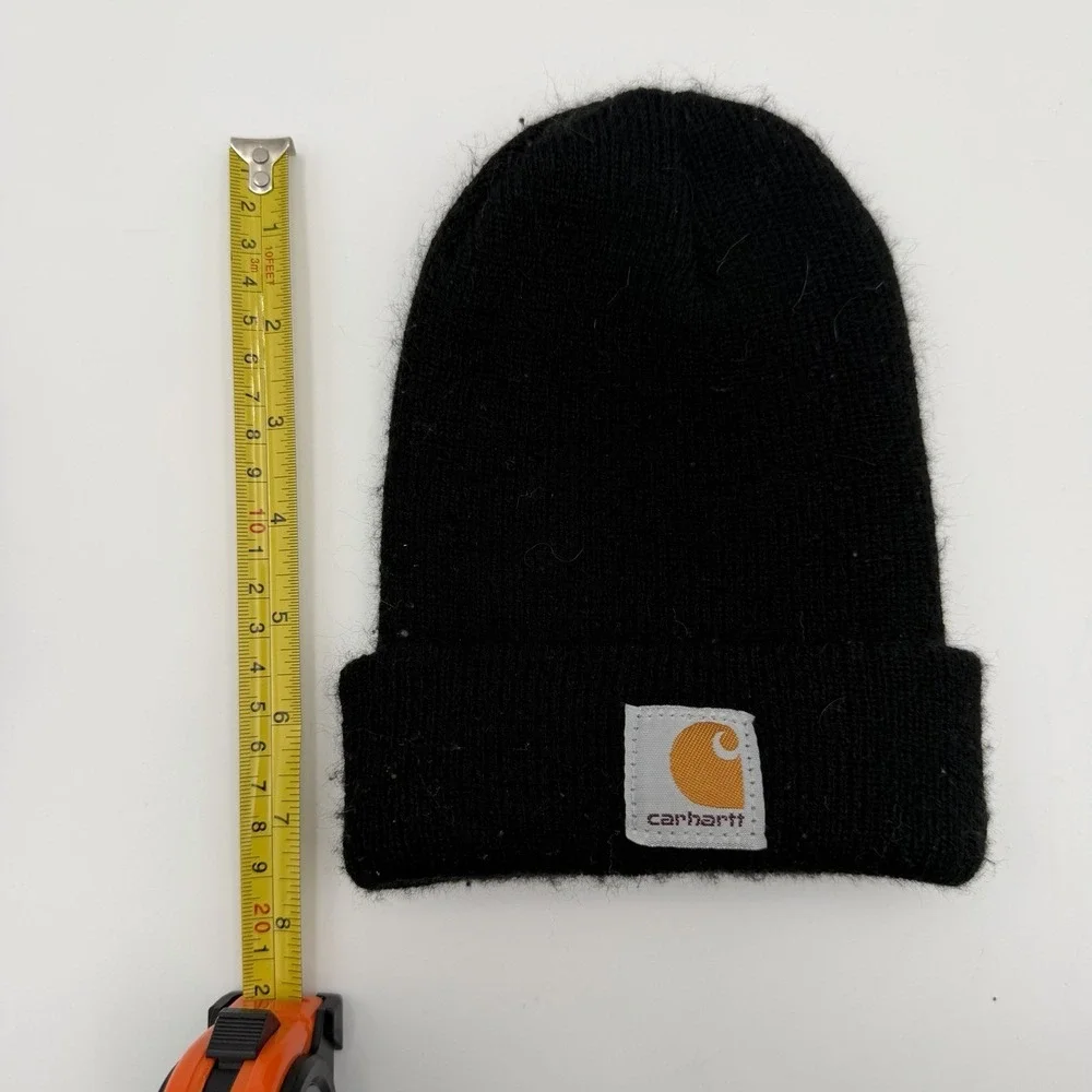 Carhartt black knit cuff beanie toddler acrylic watch cap logo patch hat unisex